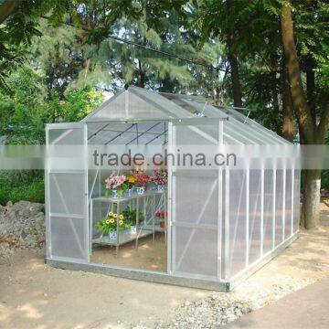 High cost performance hobby aluminium 6mm polycarbonate garden prefabricated greenhouses HX66 series