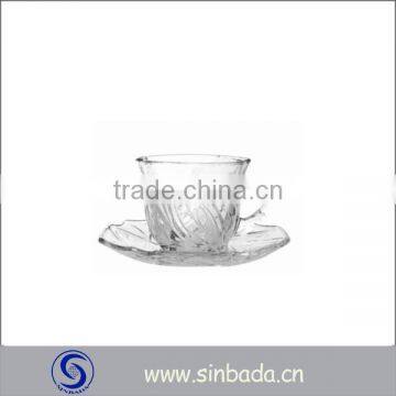 2014 wholesale glass tea cup and saucer sets