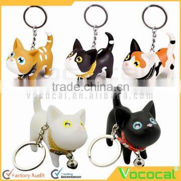 Vinyl Cat Doll Pendant Metal Stainless Steel Key Ring Keychain