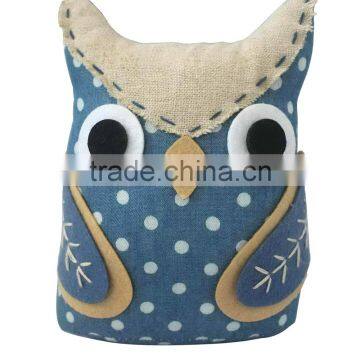 Store More Stone Filling Cute Owl Spot Blue Door Stopper photo-3