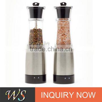 WS-PG29 9 Inches Stainless Steel Salt and Pepper Mill With Clear Acrylic Body and Adjustable Ceramic Grinding Mechanism photo-1