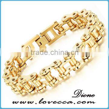 Unisex Stainless Steel Gold Biker Motorcycle Chain Link Bracelet photo-4