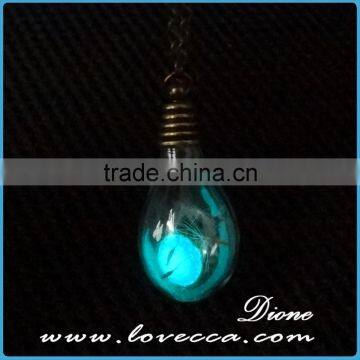 Silver Chain Glass Glowing Pendant Neckalce Glow in the Dark Cross Necklaces