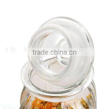 Drum Lantern Shape Glass Candy Tea Canisters With Gasket Ring photo-2
