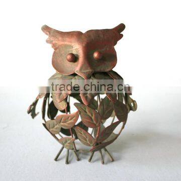 Metal owl outdoor garden decor