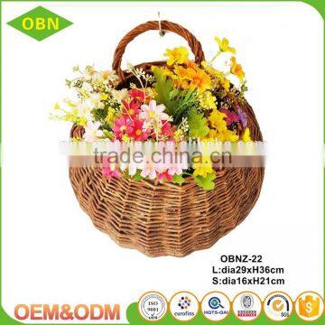 Custom fashion new natural handmade wicker hanging flower basket wholesale decorated your garden
