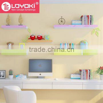 Home Decor Wood Floating Shelf Whit Colorful Margin Multifunction Display Wall Shelf Wholesale photo-4