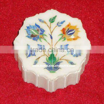 Home Decorative Marble Inlay Box Handcrafted Art Work