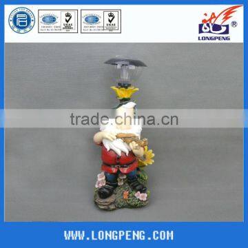 Customized Solar Polyresin Garden Dwarfs,Resin Gnome Solar Garden Light Garden Decoration