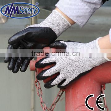 NMSAFETY Cut level 3 coated nitrile cut resistant gloves EN 388 4344