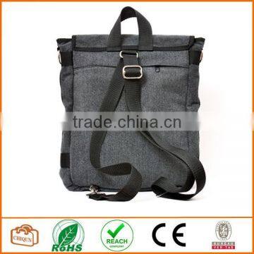 Unisex Messenger Bag and Backpack. Wool-Polyester Mix With Green Details and Lining. Multiple Pockets photo-3