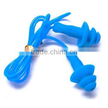 Hot sell silicone ear plugs with PU string for swimming hearing protection