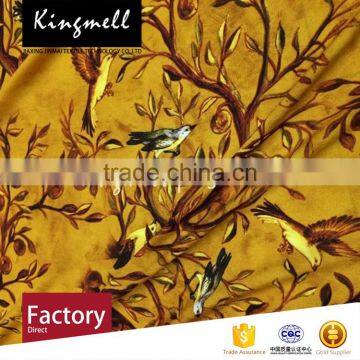 Custom Little Birds Digital Printed Silk Crepe De Chine Fabric for Lady Dress photo-4