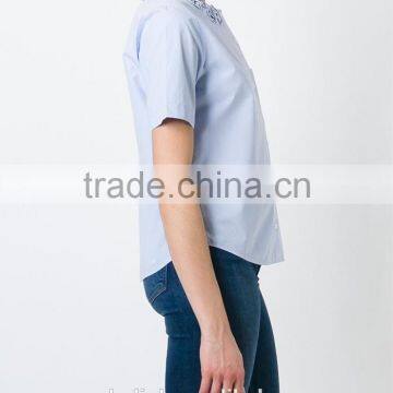 100% Cotton Girls Flower Embroidery Shirt OEM Service photo-2