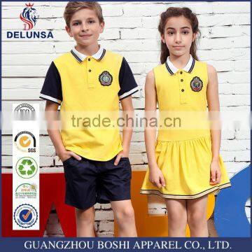 New Design Kindergarten Short Sleeve Polo Shirt With Pants And Skirt