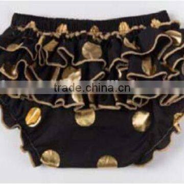 Chinese Product and Low Price Wholesale Gold Polka Dot Ruffle Baby Bloomer for 6months to 4years Baby Kids photo-3