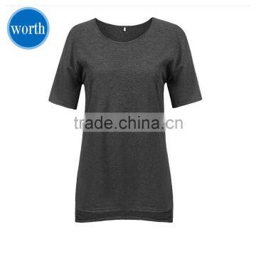 Split hem t-shirt women custom made high quality tees