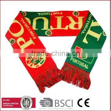 Customized small MOQ arcylic scarf/football scarf/sport scarf