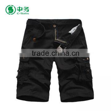 Wholesale Garment Dyed Multi Pockets 100% Cotton Twill Mens Blank Cargo Shorts photo-3