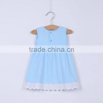MGOO Imported Cotton Children Sleepwear Dress Blue Plain Sleeveless A Line 2 Years Old Dress CS014 photo-4
