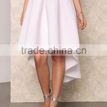 2016 Customized Women White Box HI LO Skirt Ruffles Pleat High Waist Women Fashion Custom Skirts photo-2
