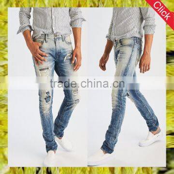 Wholesale latest design straight slim fit urban star damaged ripped washed jeans for men jeans pants holesale direct factory