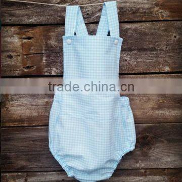 Boutique Summer Infant Cotton Clothing Baby Girls Plain Gingham Bodysuit Baby Sleeveless Romper