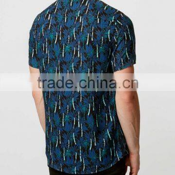 2016 Hawaiian Palm Print Short Sleeve Casual Shirt photo-4