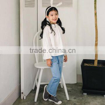 S17593A Autumn White Ruffle Long Sleeve Girls Tops And Blouses photo-4