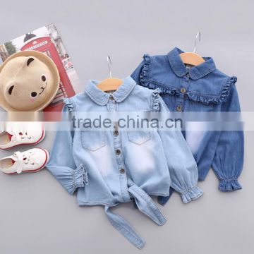 S33425W Girls Denim Jackets Coats Fashion Children Outwear Embroidery Sequins Children's Jacket