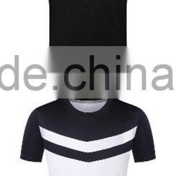 Mens Quick Dry Short Sleeve Stripe Sport Shirt Gym Running Polyester Jersey Tees photo-5