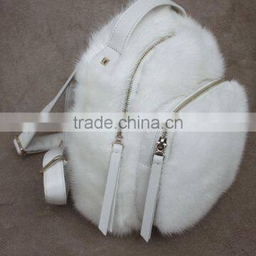 Myfur Luxury Real Mink Fur Lady Backpack Handbag Leather Bag Wholesale