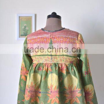 Vintage Kantha Kediyu Style Jacket in Beautiful Vintage Colors ~ Medium photo-4