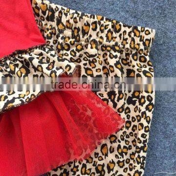 2016 New Baby Girls Spring Outfit Suit Red Leopard Top Kids Clothes With Matching Accessories photo-4
