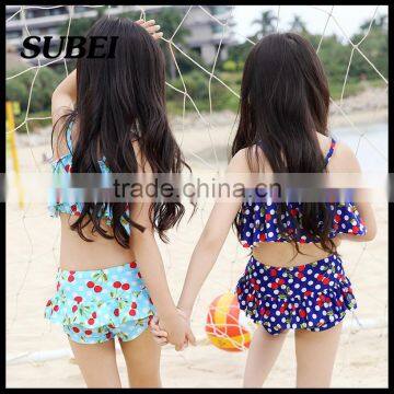 2016 New Children's Girls Swimsuit Split Swimwear Children Cute Cherry Bikini photo-3