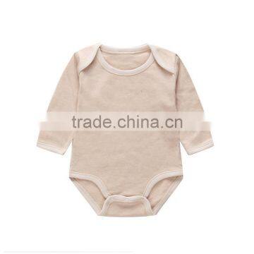 2017 Hot Selling Organic Cotton Plain Baby Boys Girls Romper Long Sleeves Set OEM Service