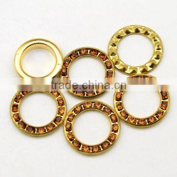 5 Colors 22mm Big Round Metal Brass Rhinestone Eyelets Crystal Diamond Grommets Glass Eyelets RE-22mm photo-4
