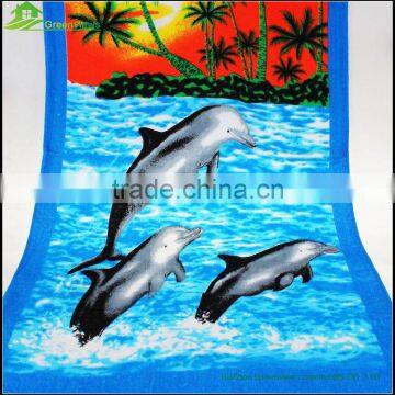 100% Cotton Custom Promotional Velour Reactive Printed Beach Towel,velvet beach towels,GVBT81228