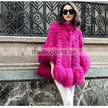 YR117 Mexico Style Fahion Fur Jacket Colored Genuine Mongolia and Rabbit Fur Coat photo-6