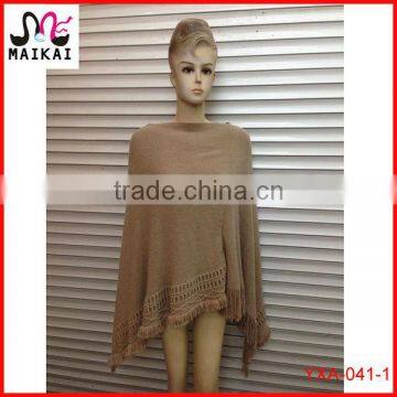 Wholesale 2014 women's winter fashion knit acrylic peru poncho