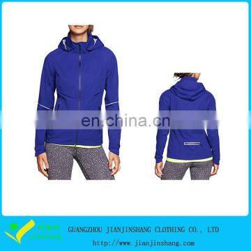 Lightweight 100% Nylon Royal Zipper Zipped Hooded Sports Jackets For Women