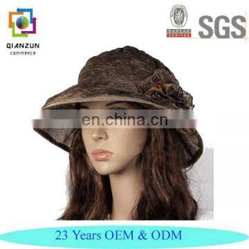 Personalized Women Floral Dress Hat Bucket Cloche Hat Dress Church Hat Brown