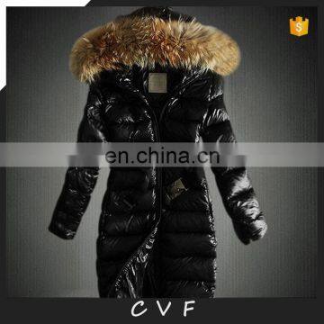 Long style raccoon fur collar down jackets coats for women winter fashion