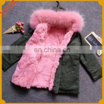 Real Raccoon Fur Collar Faux Fur Lined Parka Womens Garment 2016