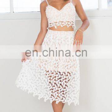 Sweet Intentions Dress, Two Piece Set In White Crochet