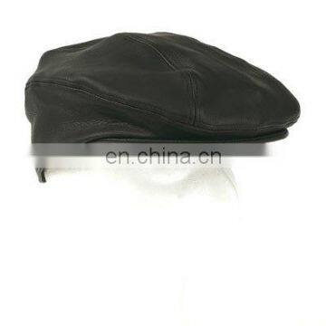 HMB-903A LEATHER GOLF CAP BLACK DRIVING HATS NEWSBOY