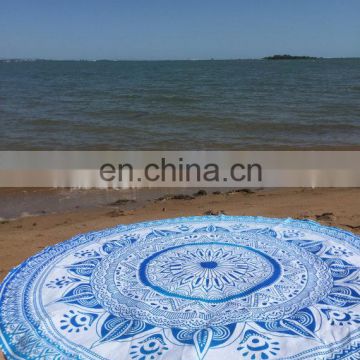 72" Indian Roundie Blue Beach Yoga Mat Mandala Hippie Tapestry Beach Throw Towel Yoga Bohemian Art