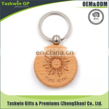 Eco-friendly wood made custom engrave your own logo promotional wooden carving keychain