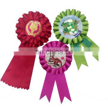 Customized Top Quality Ribbon flower in ribbon / Ribbon rosette trim/Stain award ribbon making