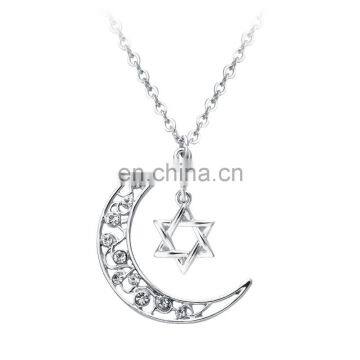 Dainty moon charm pendant necklace in silver